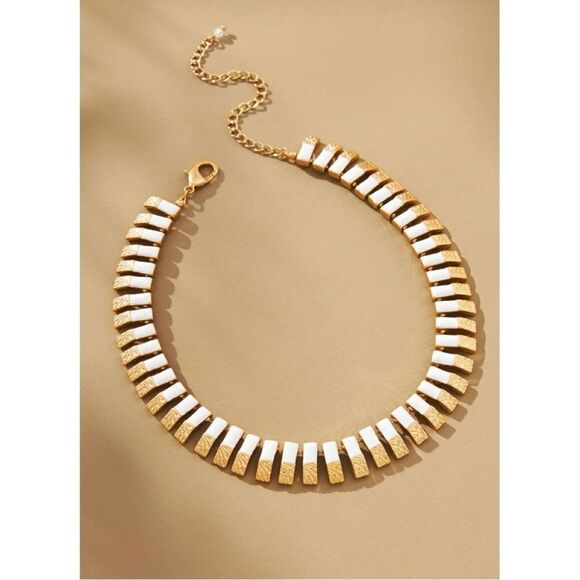NEW Anthropologie Gold Enamel Zinc & Brass Tile Collar Statement Necklace - Picture 1 of 3